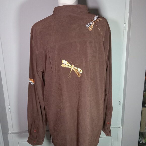 The Quacker Factory Dragonfly Long Sleeve Brown - Picture 4 of 9